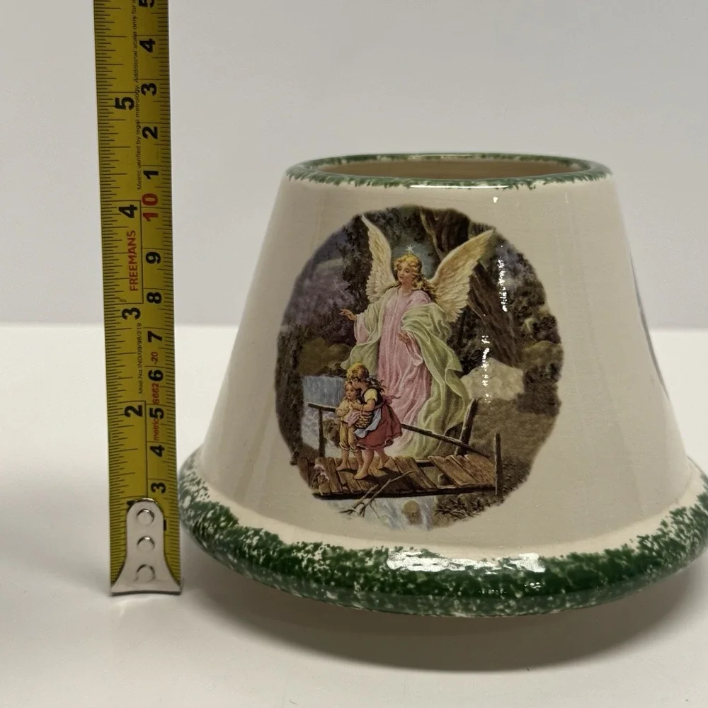 Vintage Guardian Angel Ceramic‎ Candle Shade Topper Boy Girl Bridge